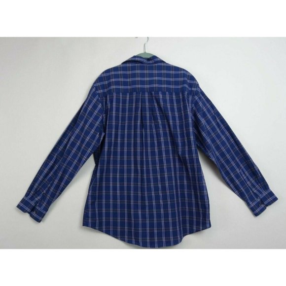Men's Van Heusen Dress Shirt 16 1/2 Sz L Blue Plaid W/Pink Stripes Long Sleeve - Picture 5 of 6